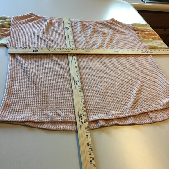 Oddi Waffle Knit Top Womens 2X Peach with Polka Dot Balloon Sleeve Whimsical - Picture 6 of 11